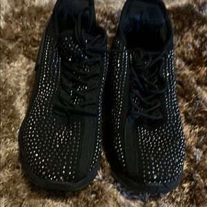 Black Rhinestone Women's Sneakers